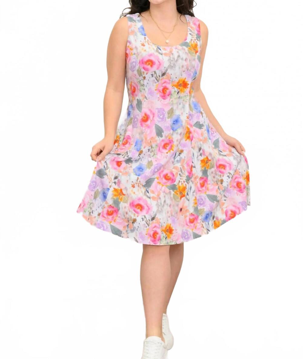 NEW BLUE SKY CLOTHING CO sara dress in pink bouquet print